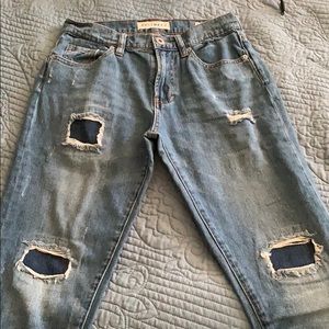 High Waisted, Distressed Boyfriend Jeans